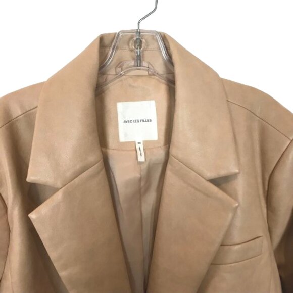 NWT Avec Les Filles Womens Plus Size 2X or 3X Faux Leather Blazer Jacket NEW - Picture 3 of 4